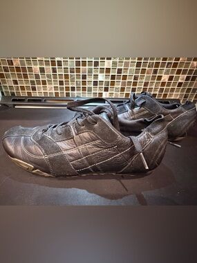 Diesel Black Leather Lace-Up Sneakers